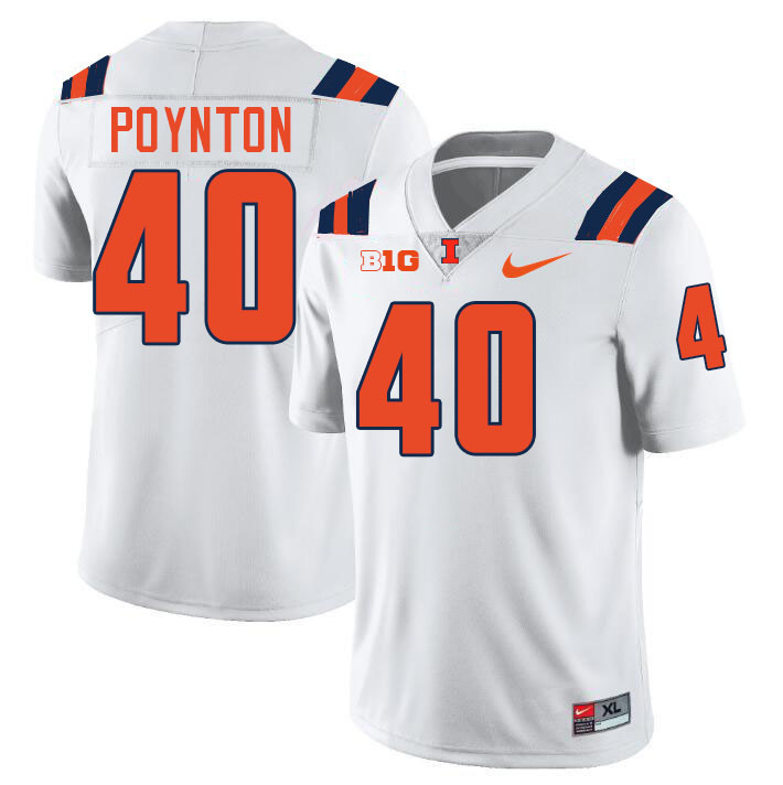 Men #40 Ronan Poynton Illinois Fighting Illini College Football Jerseys Stitched-White